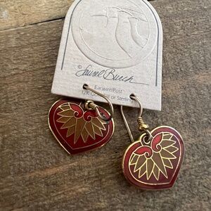 New Laurel Burch hollyhock 12 karat gold filled dangle earrings